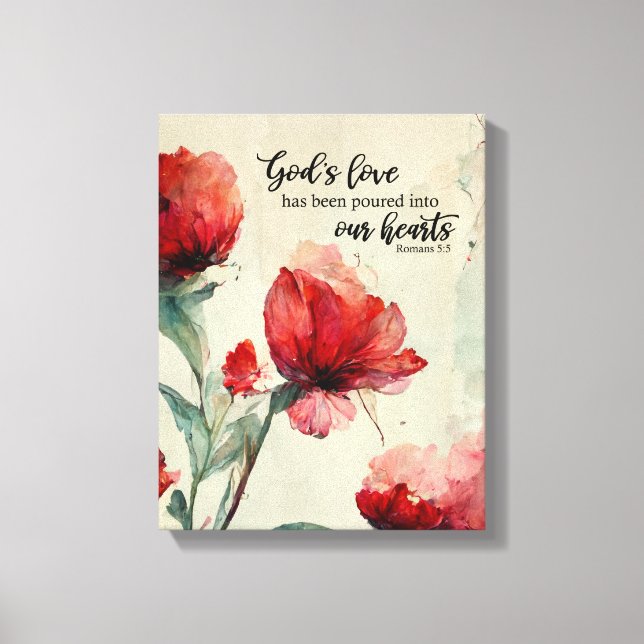 Toile Romains 5:5 La Bible Amoureuse de Dieu Verse Fleur (Recto)