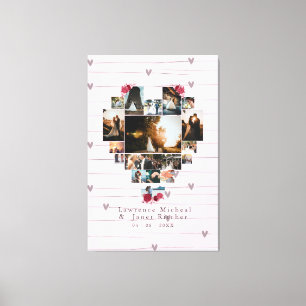 Toile Romantique 18 Collage photo en forme de coeur pour