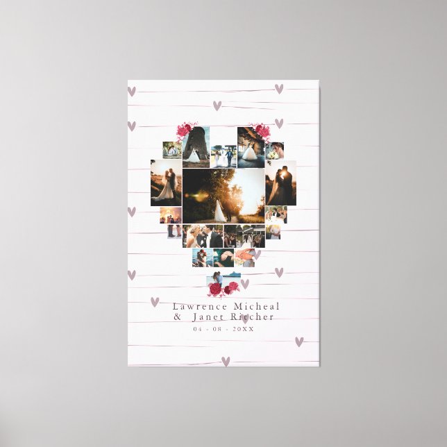 Toile Romantique 18 Collage photo en forme de coeur pour (Recto)