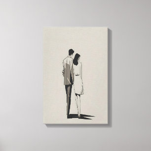 Toile Romantique Couple minimaliste Ligne Art