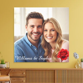 Toile Romantique Rose personnalisé Couple photo Annivers