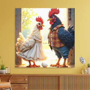 Toile Rooster et Humour Hen