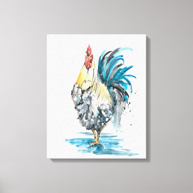 Toile Rooster Splash - Aquarelle Portrait (Recto)