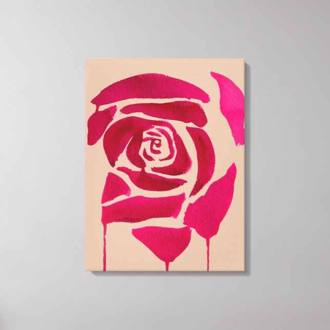 Toile Rose Abstrait aquarelle fleurie art original (Recto)