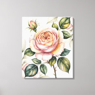 Toile Rose anglaise à l'aquarelle