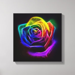 Toile Rose arc-en-ciel fractal