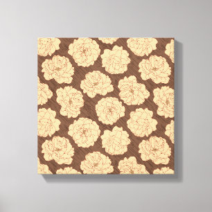 Toile Rose baroque sur marron noyer - motif sans soudure