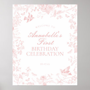 Toile Rose De Jouy Affiche de bienvenue d'annivers