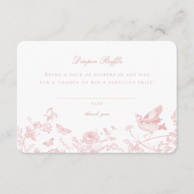 Toile Rose De Jouy Déchets Raffle Invitation Inser (Devant)