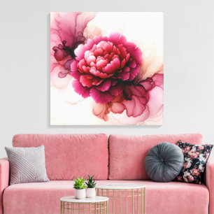 Toile Rose de Pivoine Abstrait