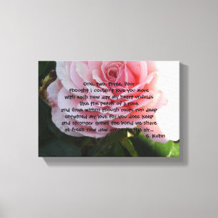 Toile Rose Élégante avec Vers Romantique