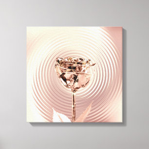 Toile Rose Fleur Or Blush Cuivre Métallic Soie Luxe