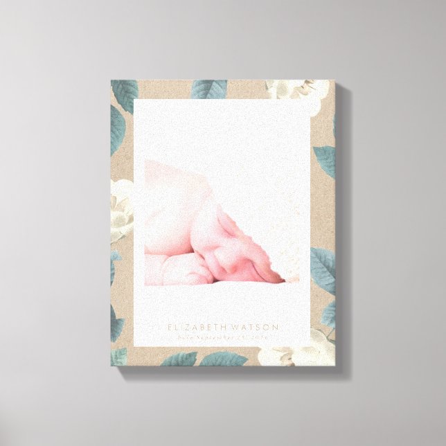 Toile Rose Floral Kraft Naturel Imprimer (Recto)