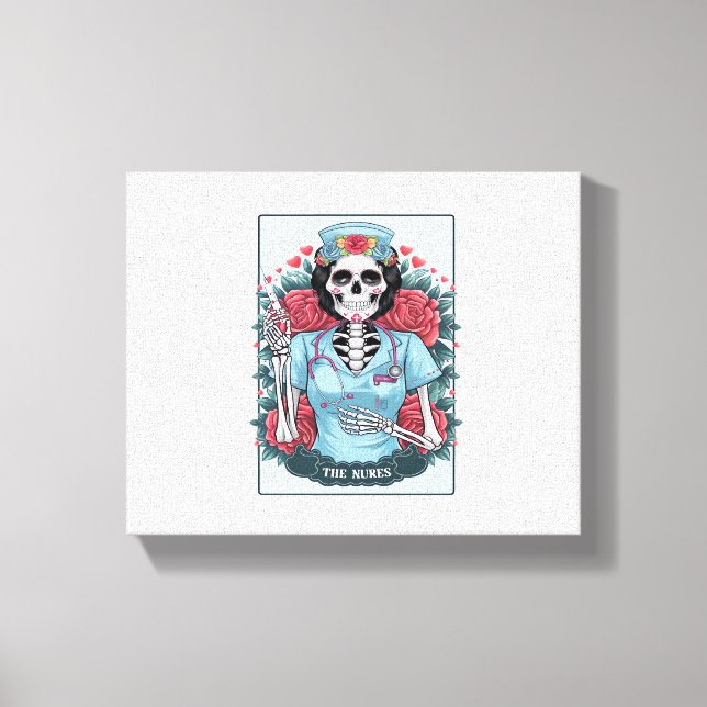 Toile Rose Floral Skeleton Nurse Carte Tarot Halloween E (Recto)