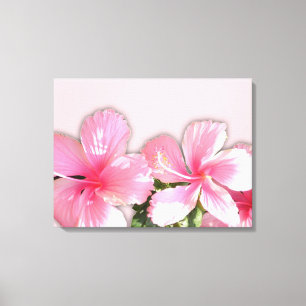 Toile rose Hawaiian Hibiscus Fleurs Imprimer