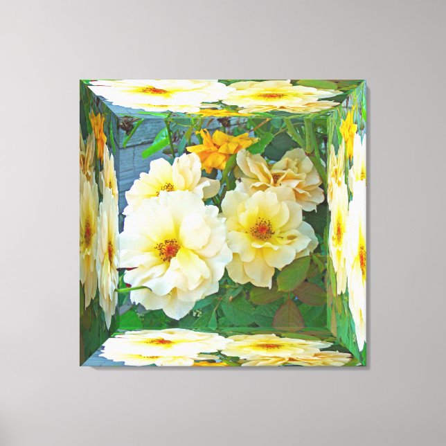 Toile Rose jaune ancienne - Boîte à miroir (Recto)