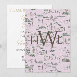 Toile rose moderne douche nuptiale Invitation
