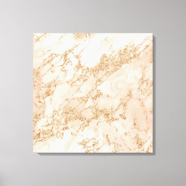 Toile Rose or parties scintillant marbre abstrait (Recto)