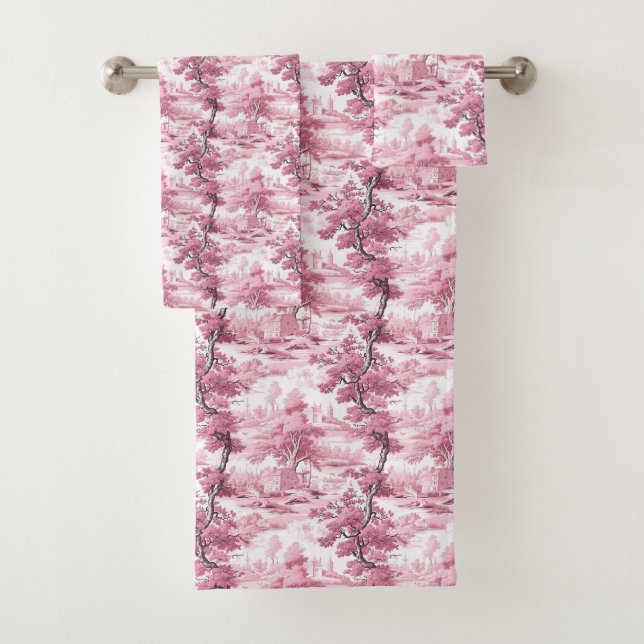 Toile rose Pays Français Antique Aquarelle (En situation)