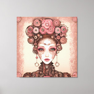 TOILE ROSE PINK STEAMPUNK FUTURE IMAGINAIRE PORTRAIT FEM
