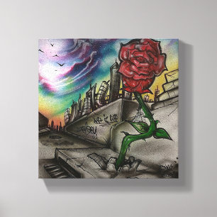 Toile rose qui est né du béton