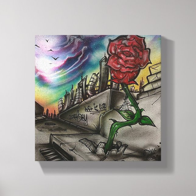 Toile rose qui est né du béton (Recto)