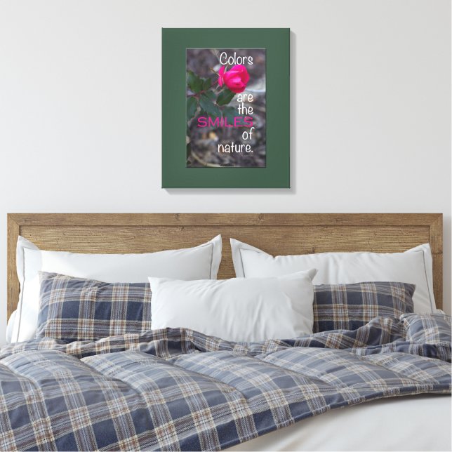 Toile Rose rose de pliage simple photo, Bordure verte (Insitu(Chambre))