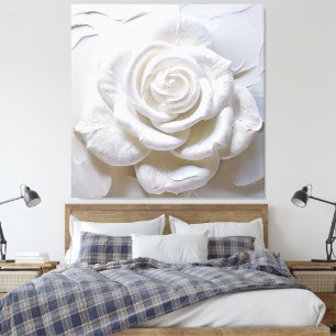 Toile Rose Sculptée - Blanc sur Blanc