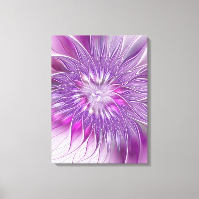 Toile Rose violet passion Fleur Art Abstrait Fractal (Recto)