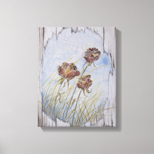 Toile Roses de bois de grange