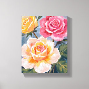 Toile Roses de printemps Peinture aquarelle florale Fl