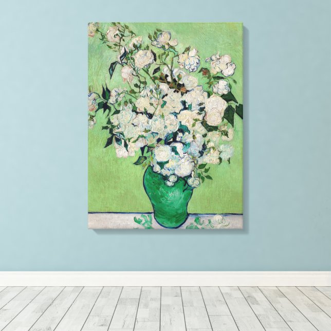 Toile Roses de Still Life dans un vase par Vincent van G (Insitu (Plancher de Bois))
