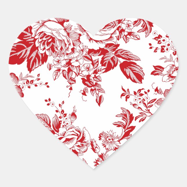 Toile Roses Heart Sticker (Front)
