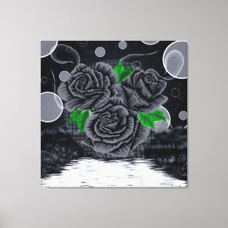 Toile Roses noires sous le ciel nocturne