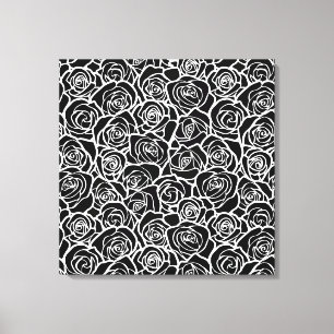 Toile Roses Vintages en noir et blanc