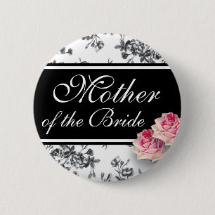Toile Roses Wedding Party Button