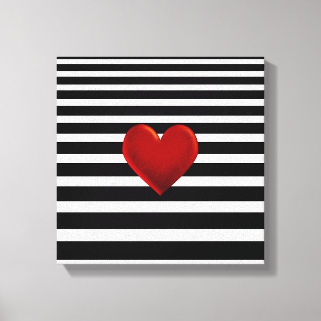 Toile Rouge Coeur Noir Blancs (Recto)