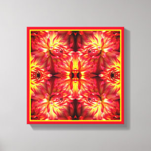 Toile Rouge Dahlia Fleur Abstraite Nature