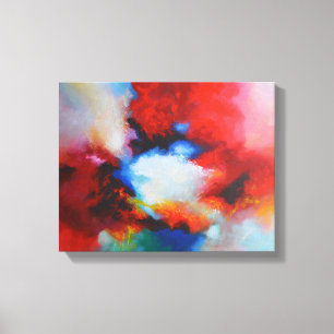 Toile Rouge Jaune Vert Bleu Abstrait Art Peinture