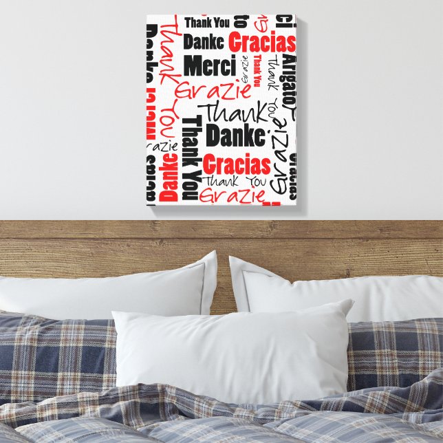 Toile Rouge noir Merci mot Cloud (Insitu(Chambre))