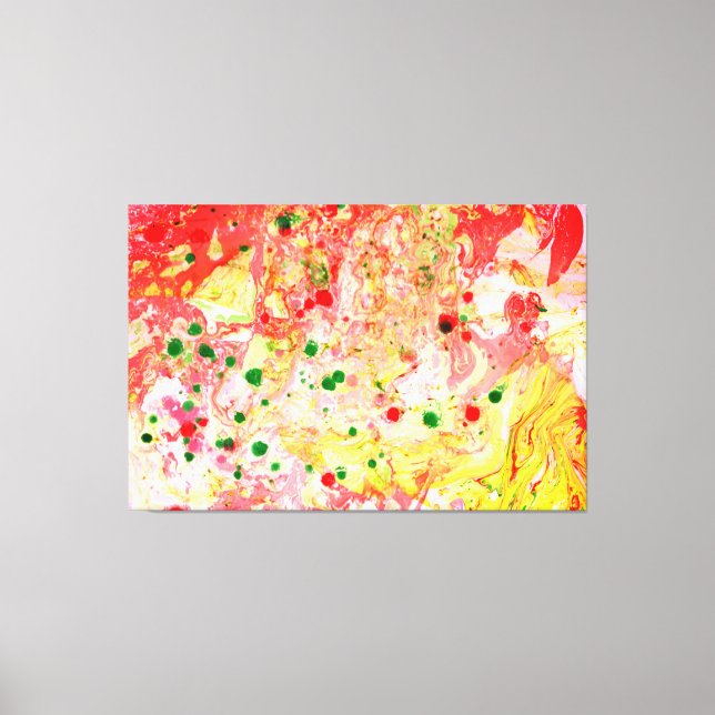 Toile Rouge rose Jaune Vert moderne Art Abstrait tendanc (Recto)