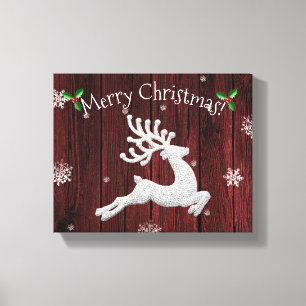Toile Rouge Russe Reindeer Canvas de Noël Imprimer