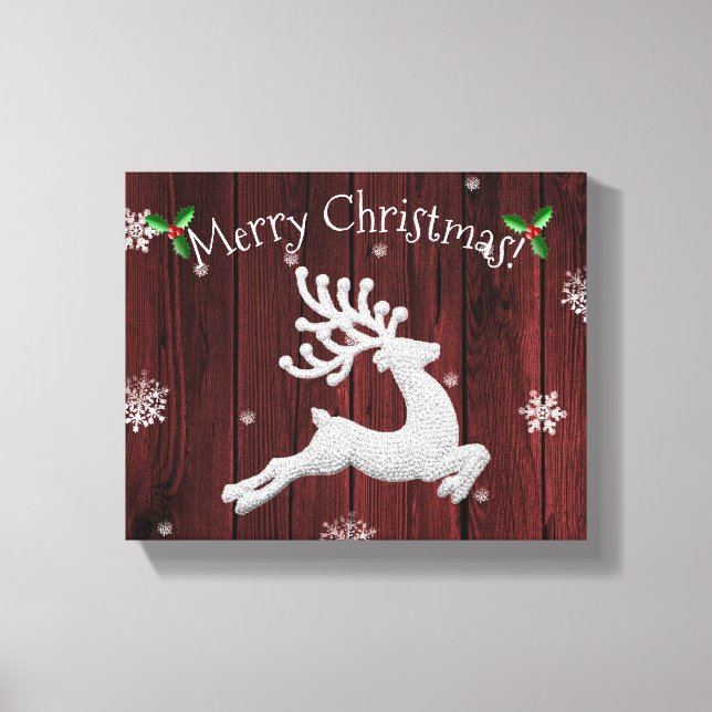 Toile Rouge Russe Reindeer Canvas de Noël Imprimer (Recto)