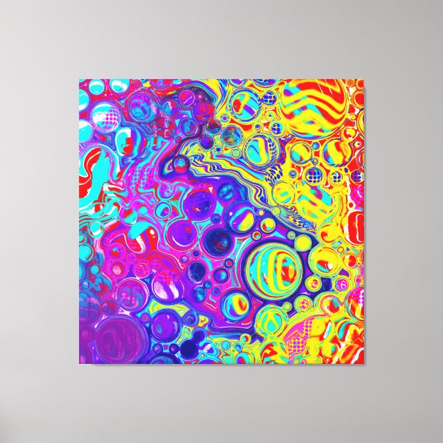 Toile Rouge, Violet, Bleu, Vert Jaune Art Abstrait (Recto)