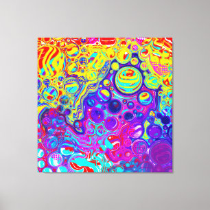 Toile Rouge, Violet, Bleu, Vert Jaune Art Abstrait