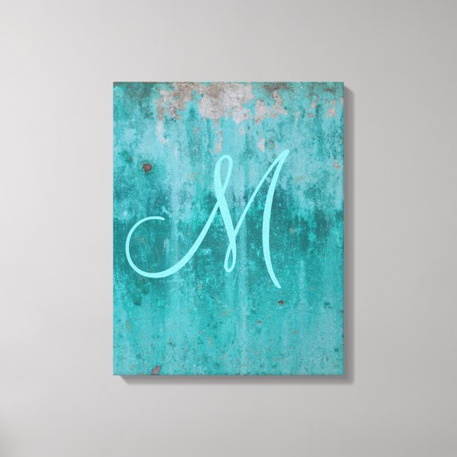 Toile Rouille Turquoise | Monogramme (Recto)