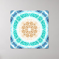 Round Ocean Waves Mandala Turquoise et Turquoise