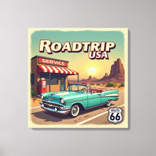 Toile Route 66 - Retro Pop Art (Recto)