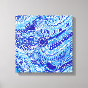 Toile Royal Bleu et Blanc Ming style oriental