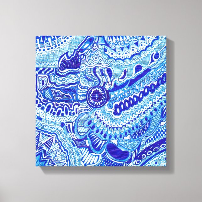 Toile Royal Bleu et Blanc Ming style oriental (Recto)